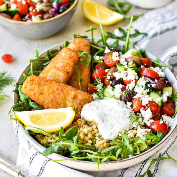 Greek Bowl with Fish Fillet Recipe | Gorton's Seafood