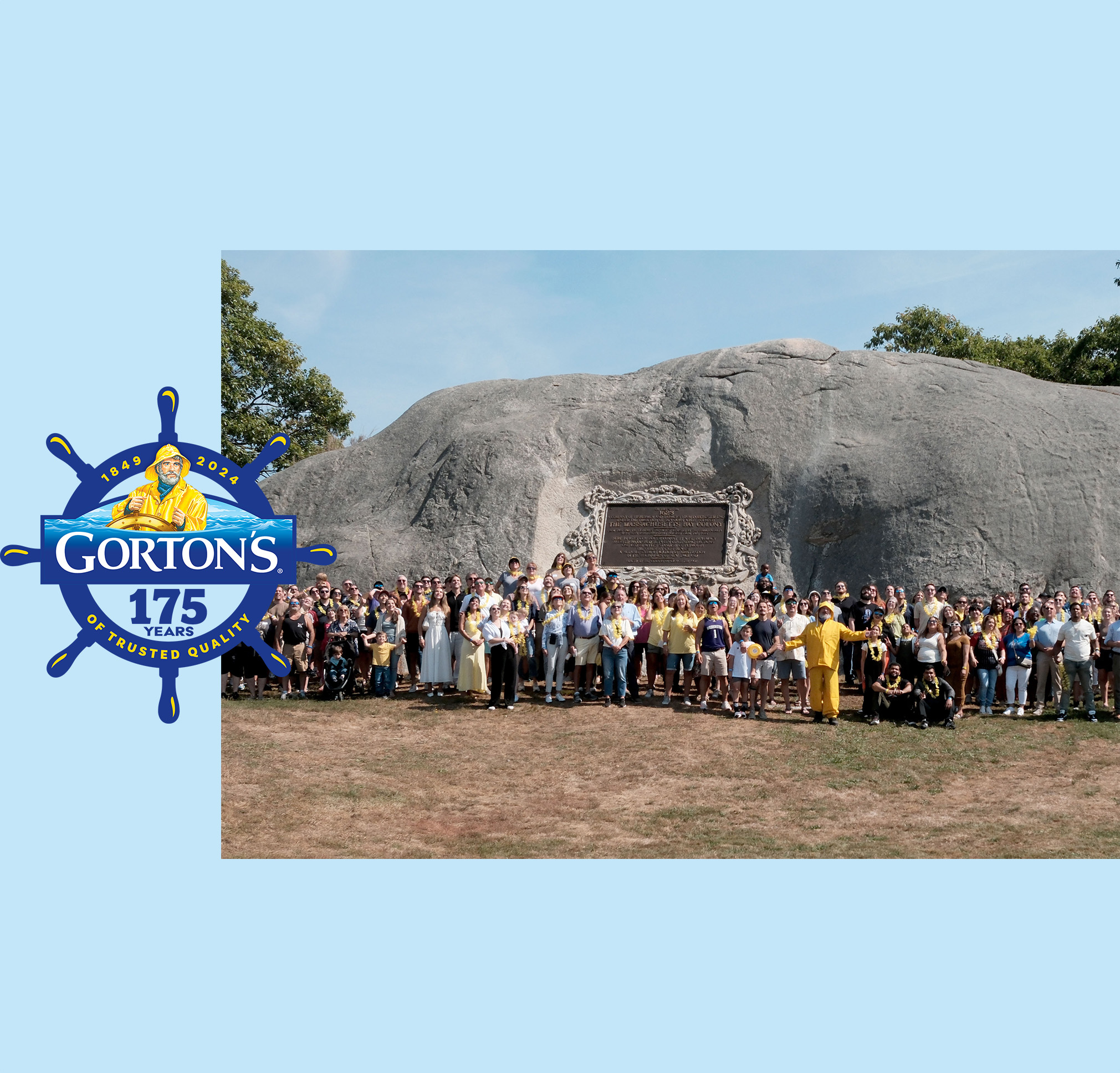 Gorton's 175th logo and image of employees